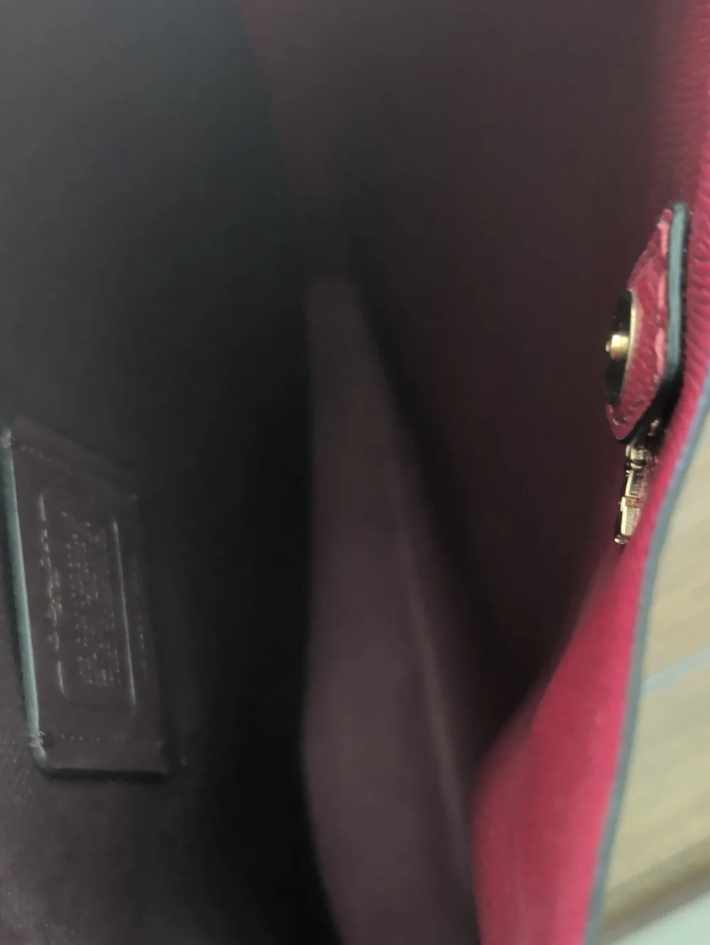 Coach Brown Signature Shoulder Bag with Red Strap